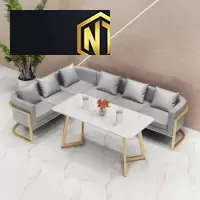 Bàn ghế sofa hình chữ L kết hợp bàn hình chữ nhật